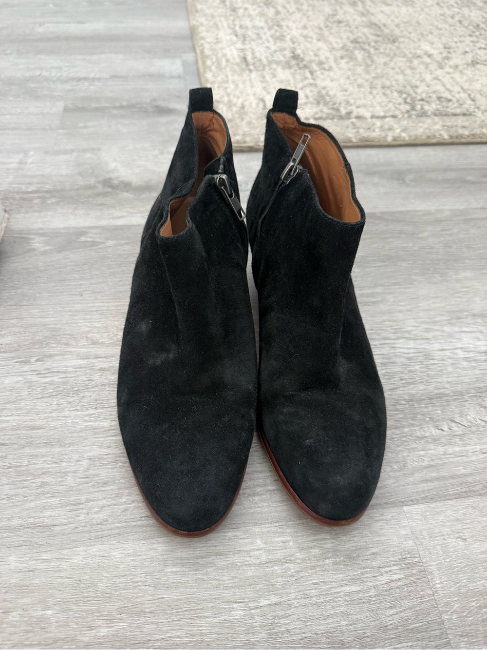 J. Crew Black Suede Zip Ankle Booties